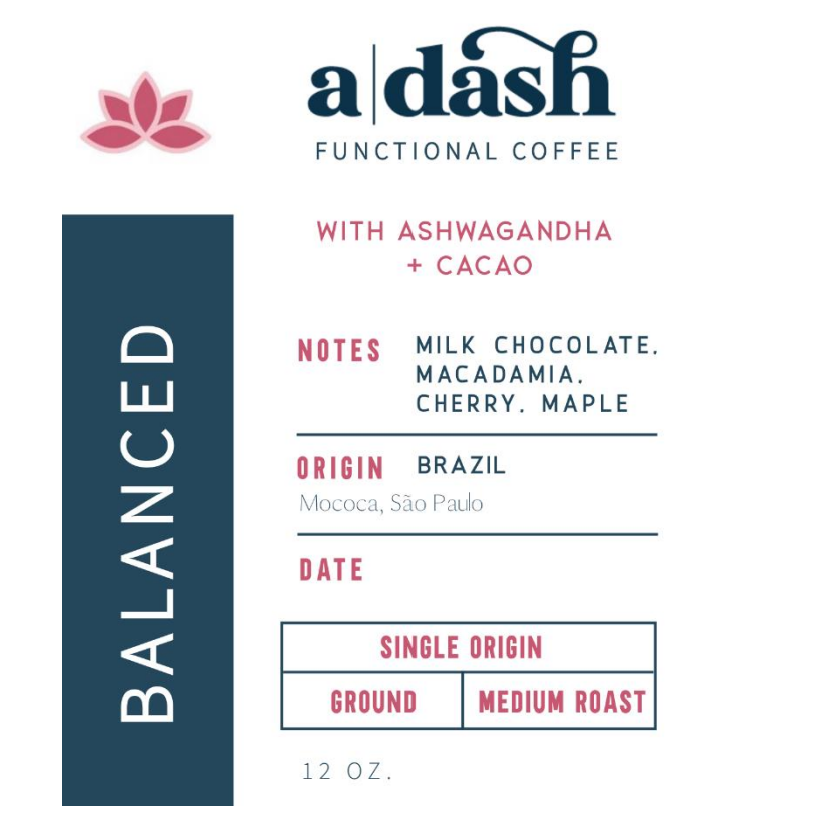 Ground Coffee with Ashwagandha + Cacao: Balanced